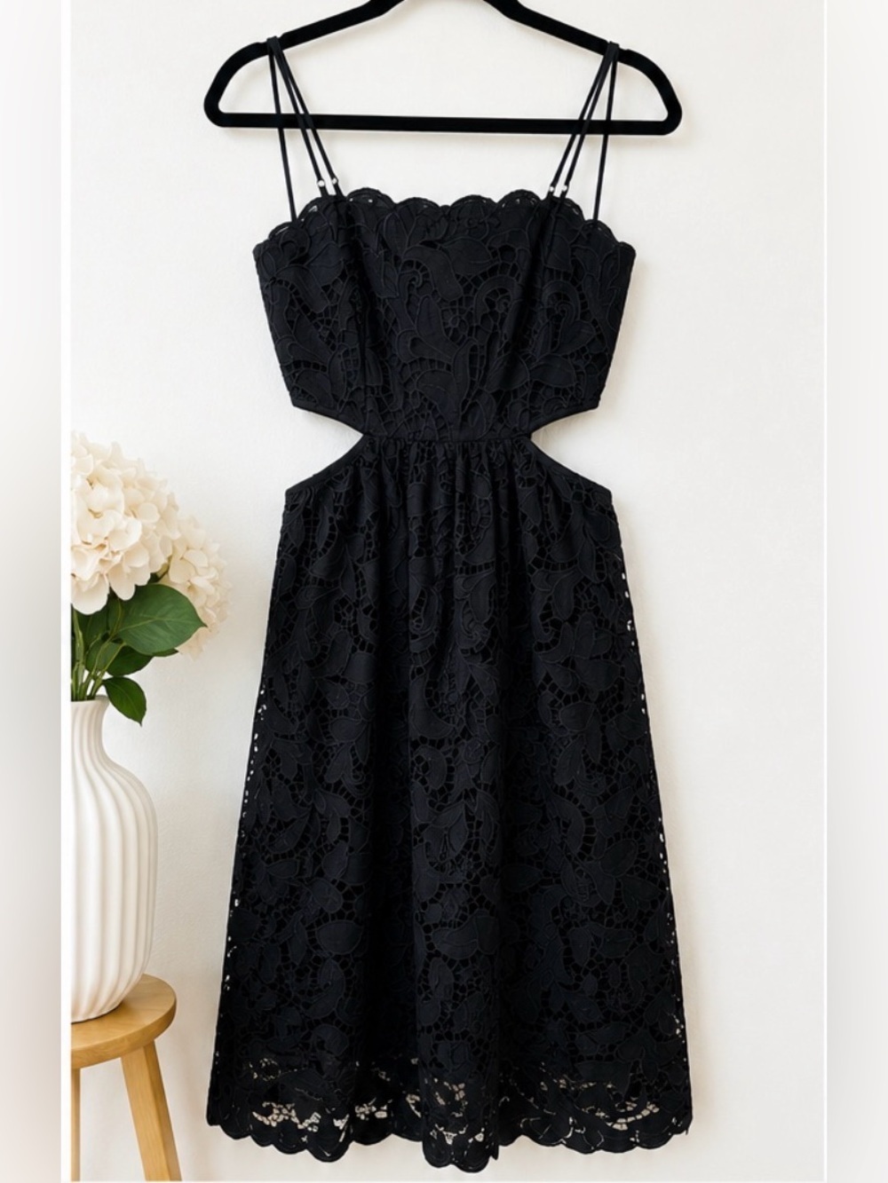 Express Black Lace Cutout Midi Dress
